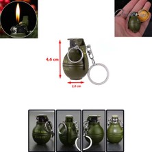Paras Ticaret Küçük El Bombası Şeklinde Metal Çakmak Gazla Çalışan Anahtarlık Çakmak (1 Adet) Ebat: 4,6 cm x 2,8 cm