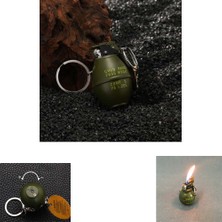 Paras Ticaret Küçük El Bombası Şeklinde Metal Çakmak Gazla Çalışan Anahtarlık Çakmak (1 Adet) Ebat: 4,6 cm x 2,8 cm