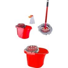 Teknotrust Kırmızı 17 Lt Sıkma Aparatlı Temizlik Seti Kovası Ve Mop