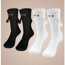 2'li El Ele Tutuşan Siyah Beyaz Sevgili Çorabı