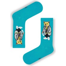 Mavi Bear Desenli Tenis Çorap