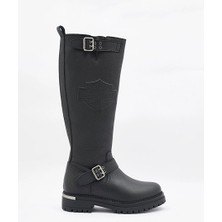 Harley Davidson Siyah Kadın Deri Çizme Trouble