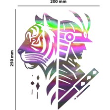 Meristeed Hologram Aslan Asker Model Sticker – Işık Vurunca Renk Değiştirir – Modifiye Dekarasyon Sticker Araç % Kask Uyumlu,düz ve