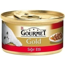 Gourmet Gold Parça Sığır Etli Yetişkin Konserve Kedi Maması 85 gr