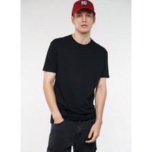 Mavi Bisiklet Yaka Düz Siyah Erkek T-Shirt 066249-900 Kısa Kol Tısört Siyah