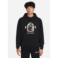 Nike Siyah Kapüşon Yaka Erkek Sweatshirt FB7123-010 Lj M Nk Brsh Po Hoodıe