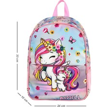 Unicorn Desen Kız Çocuk Kreş Anaokulu Sırt Çantası ve Termal Beslenme Çantası Seti
