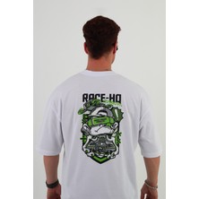 Race-Ho-Oversize Tişört | Sırt Baskılı – Minimal Göğüs Desenli Unisex Tshirt