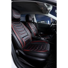 Castor Oto  Kia Cerato Yeni Uyumlu Lüx Deri Oto Koltuk Kılıfı Ön Arka Takım Sports Model Siyah Kırmızı