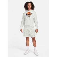 Nike Kırık Beyaz Erkek Kapüşon Yaka Baskılı Sweatshirt FB7137-025-M Nk Df Std Iss Po Hoodı