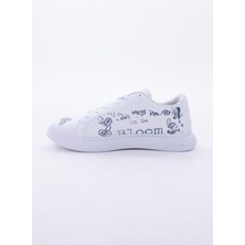 3D Dijital Baskı Kadın Alex McQueen Beyaz - Bloom Desenli Sneaker