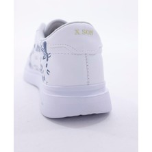 3D Dijital Baskı Kadın Alex McQueen Beyaz - Bloom Desenli Sneaker