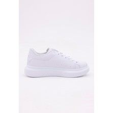 3D Dijital Baskı Kadın Beyaz- Mavi Gül Desenli Sneaker