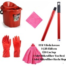 Teknotrust Temizlik Seti: Eldiven, Sıkma Kova, Mikrofiber Mop Ve Bez, Pratik Ve Temizliğe Uygun