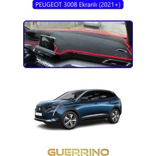 Peugeot 3008 Ekranlı (2021+)TORPİDO Koruma Halısı Mavi Kenar