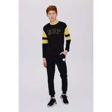 Nebbati Bg Store Siyah Erkek Çocuk Tshirt Uzun Kol Standart Yaka ile Düz Desenli 10 Yaş
