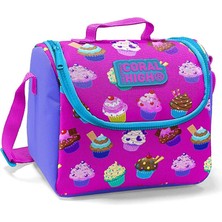 Coral High Pembe-Mor Cupcake Baskılı Termoslu Beslenme Çantası - Kız Çocuk