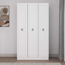 adore mobilya Hampton 3 Kapılı Gardırop-Mat Beyaz 103X185X52 cm (Gxyxd)