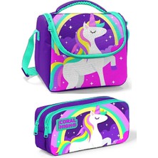 Coral High Mor Pembe Unicorn Kız Çocuk Beslenme Çantası Seti