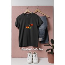 Oversize Siyah Türk Çayı ve Demlik  Tasarımlı Unisex T-Shirt