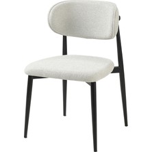 Luna Sandalye - Mense Krem Kumaş - Metal Siyah Iskelet - Mutfak Sandalyesi - Salon Sandalyesi