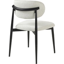 Luna Sandalye - Mense Krem Kumaş - Metal Siyah Iskelet - Mutfak Sandalyesi - Salon Sandalyesi