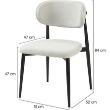 Luna Sandalye - Mense Krem Kumaş - Metal Siyah Iskelet - Mutfak Sandalyesi - Salon Sandalyesi