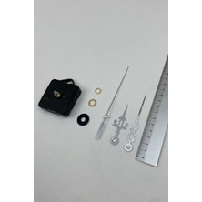 Mooclock Saat Mekanizması, Akar Sessiz Duvar Saati Mekanizma, 14 mm Şaft, Akrep-Yelkovan-Saniye-(Askılı)Kısa