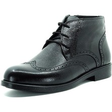 Costo Shoes CS202 Siyah Dana Derisi Sıcak Astarlı  Rahat Şık Taban Büyük Numara Erkek Bot