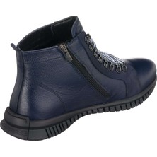 Costo Shoes BRK2103 Lacivert Büyük Numara Dana Derisi Rahat Geniş Kalıp Erkek Bot 48