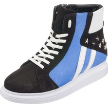 Costo Shoes ALA301 Siy-Mavi Büyük Numara Dana Derisi Rahat Geniş Kalıp Erkek Bot 46