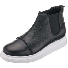 Costo Shoes MR2023 Siyah Büyük Numara Dana Derisi Rahat Geniş Kalıp Erkek Bot 45