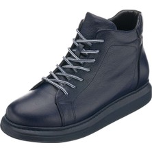 Costo Shoes MHG201 Lacivert Büyük Numara Dana Derisi Rahat Geniş Kalıp Erkek Bot 45