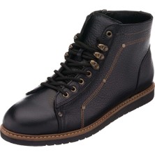 Costo Shoes  Siyah Crazy Yağlı Termo Taban Büyük Numara Dana Derisi Rahat Geniş Kalıp Üst Kalite Erkek Bot