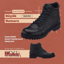 Costo Shoes 45 - 46 - 47 - 48 -49 - 50  YN2022 Siyah  Büyük Numara Dana Derisi Rahat Geniş Kalıp Erkek Bot