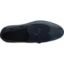 Costo Shoes NV1930 Lacivert Garnili  Püsküllü  Analin Neolit Taban Üst Kalite Deri Büyük Numara Erkek Ayakkabı