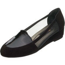 Costo Shoes 41-42-43-44 Numaralarda K8518 Siyah Süet Rugan Detaylı Fileli Feta Özel Seri Büyük Numara Kadın Ayakkabı