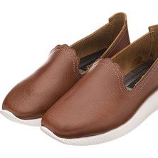 Costo Shoes 41-42-43-44 Numaralarda N0609 Kahve Soft Deri Çok Hafif Yumuşak  Taban Büyük Numara Kadın Ayakkabı