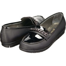 Costo Shoes 41,42,43,44 Siyah Yağlı Deri Saraç Dikişli Rahat Dişli Taban Leofar Zincir Aksesuarlı Büyük Numara Kadın Bot