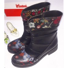 Costo Shoes NR1201 Çiçek Desenli Üst Kalite Rahat Kalıp Kauçuk Taban Büyük Numara Kadın Bot