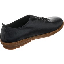 Costo Shoes 41-42-43-44 Numaralarda KT1528 Siyah Simli Sedefli Deri Şık ve Rahat Kauçuk Taban Büyük Numara Kadın Ayakkabı