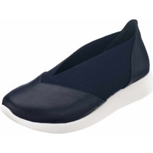 Costo Shoes 41-42-43-44 Numaralarda A1357 Lacivert Lastikli Ortopedik Rahat Taban Günlük Büyük Numara Kadın Ayakkabı