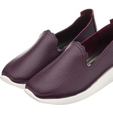 Costo Shoes 41-42-43-44 Numaralarda N0609 Bordo Soft Deri Çok Hafif Yumuşak  Taban Büyük Numara Kadın Ayakkabı