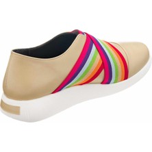 Costo Shoes 41-42-43-44 Numaralarda LF2021 Krem Gökkuşağı Detaylı Özel Seri Büyük Numara Kadın Ayakkabı