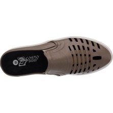 Costo Shoes Kaan-07 Vizon Dana Derisi Sandalet Terlik Yazlık Ayakkabı Rahat Geniş Kalıp