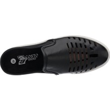 Costo Shoes Kaan-07 Siyah Dana Derisi Sandalet Terlik Yazlık Ayakkabı Rahat Geniş Kalıp