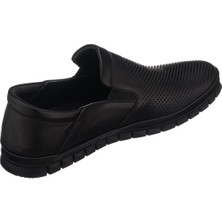 Costo Shoes AG1041-1 Siyah Deri Yazlık Büyük Numara Dana Derisi Rahat Geniş Kalıp Erkekr Ayakkabı