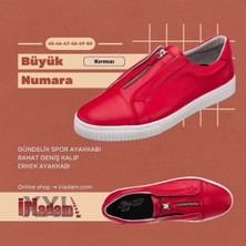 Costo Shoes Yusuf-01 Kırmızı Deri Gündelik Spor Ayakkabı Rahat Geniş Kalıp Yeni Sezon