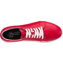 Costo Shoes EU803 Kırmızı Deri Gündelik Spor Ayakkabı Rahat Geniş Kalıp Yeni Sezon