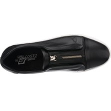 Costo Shoes Yusuf-01 Siyah Deri Gündelik Spor Ayakkabı Rahat Geniş Kalıp Yeni Sezon